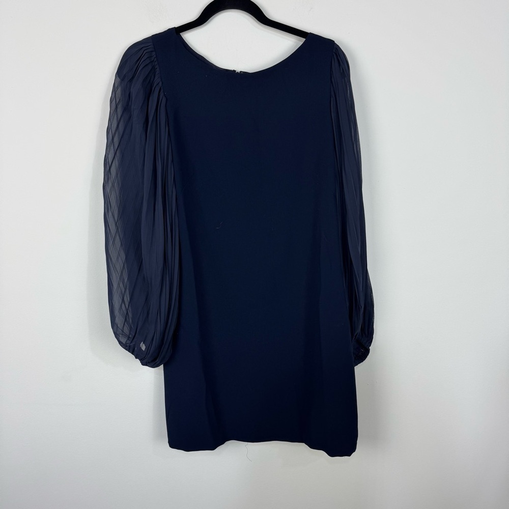 White House Black Market Navy Blue Long Sleeve Shift Dress Holiday New Years Eve